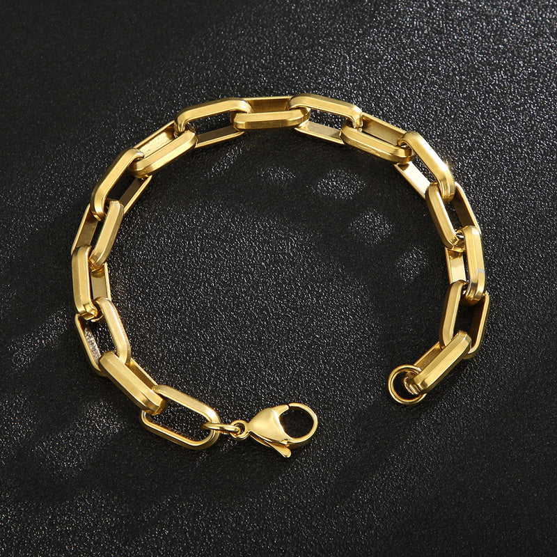 Men's Titanium Steel Bracelet Ins Niche Design Hip-hop Geometric Bracelet