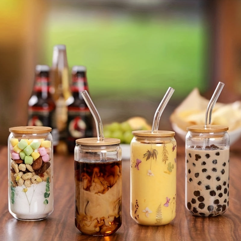Glass Cup With Straw