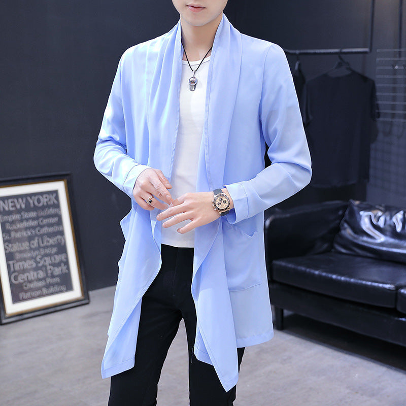 Spring And Summer Mid-length Trench Coat Men's Long Type Below The Knee Slim Fit