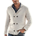 Men's Fashion Solid Color Lapel Long Sleeve Knit Jacket
