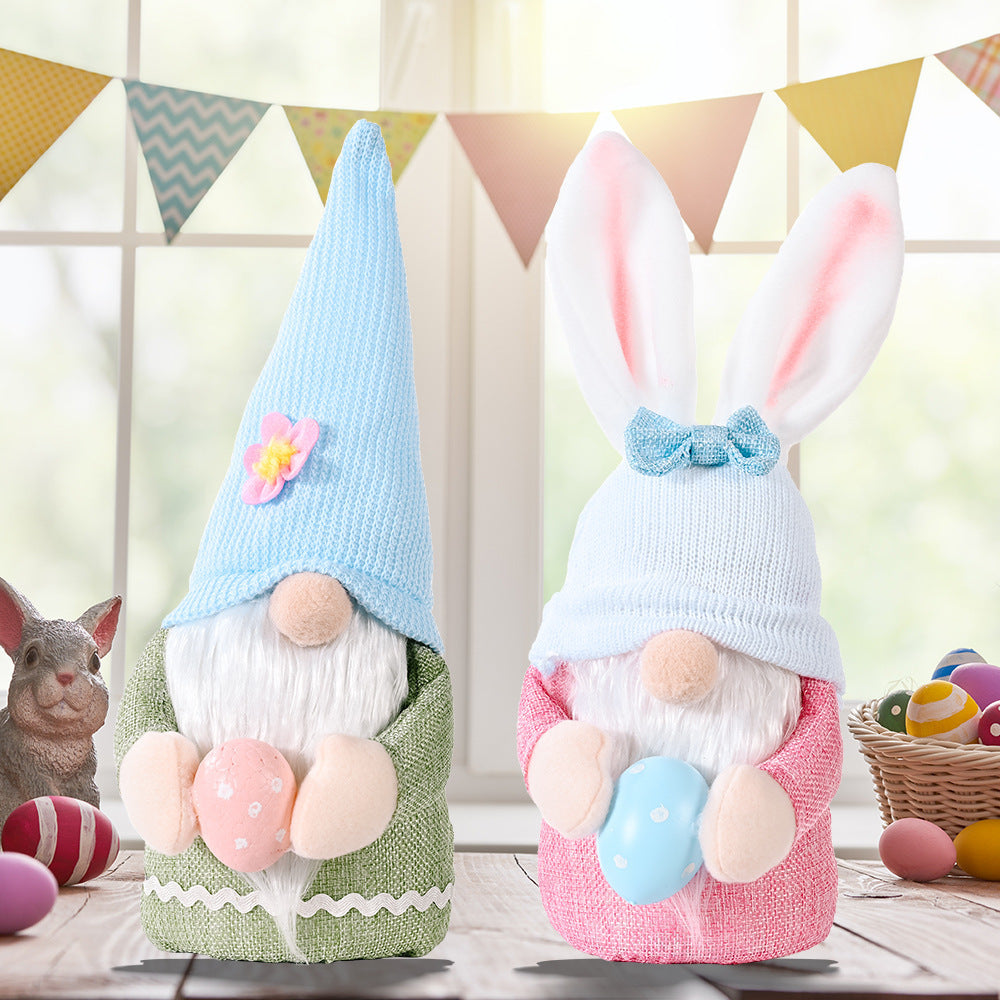 New Easter Decoration Creative Bunny Holding Egg Doll