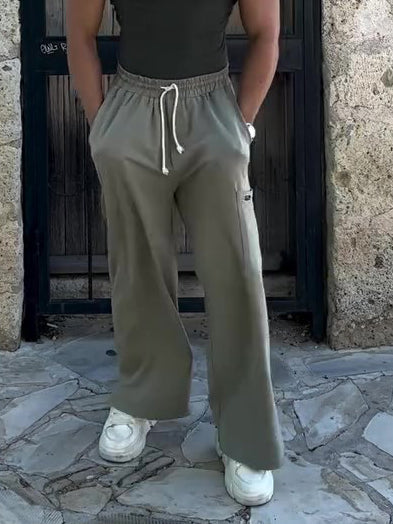 Men's Casual Elastic Waist Wide Leg Pants