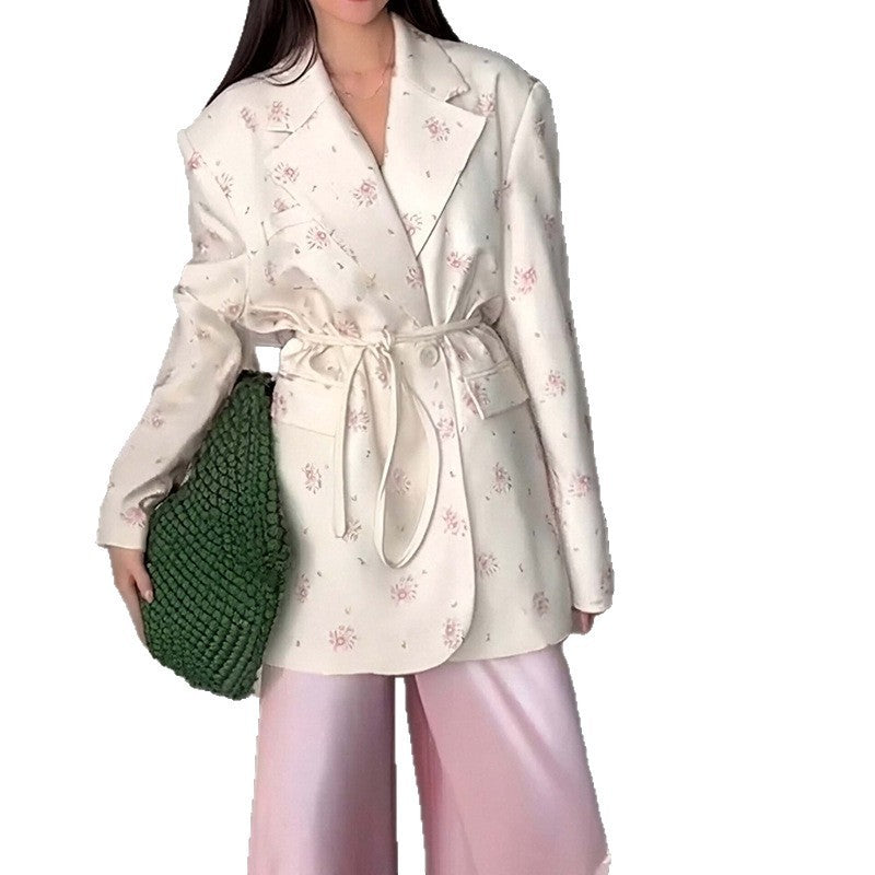 Collar Lace-up Waist-tight Suit Jacket