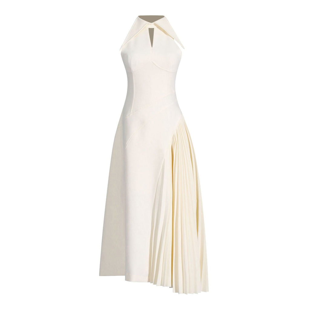 Fashion Women Pleated Patchwork Long Dress