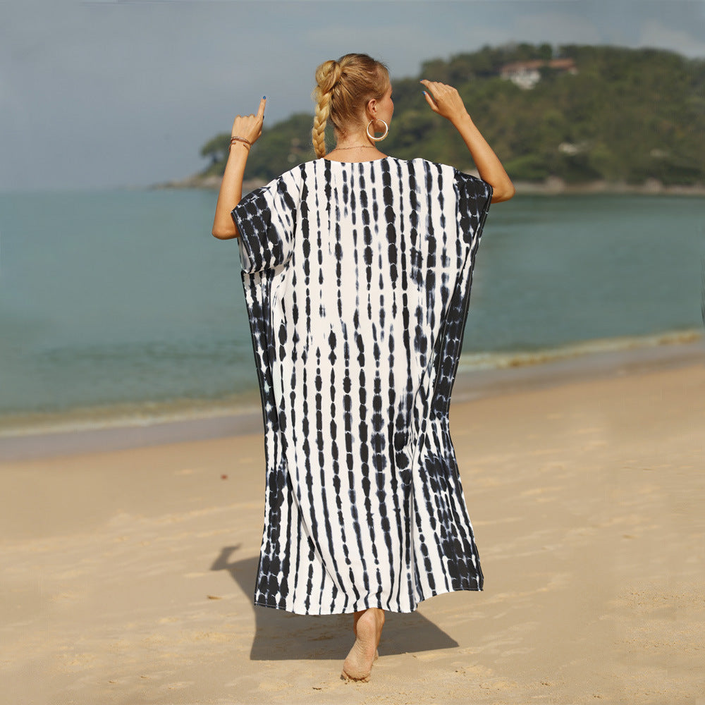 Blouse Beach Cover-up Knitted Serpentine Robe