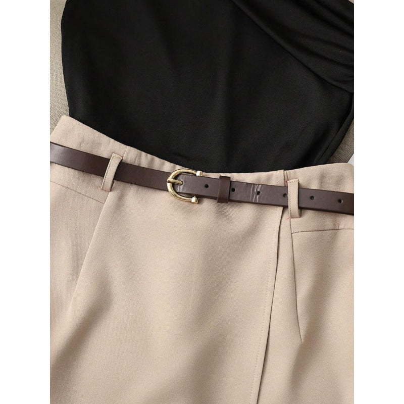 Fashionable All-match Commuter High Elastic Black Shorts