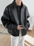 Men's Korean Leather Casual Baseball Jacket