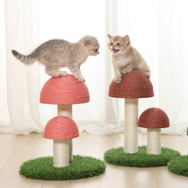 Natural linen mushroom scratching post