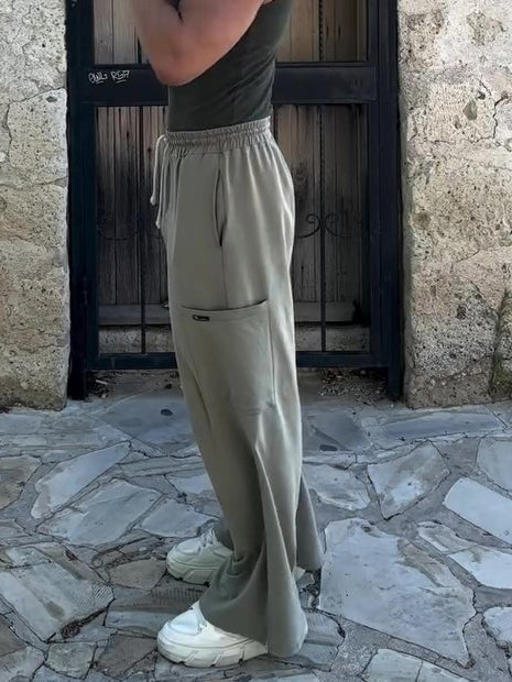 Men's Casual Elastic Waist Wide Leg Pants