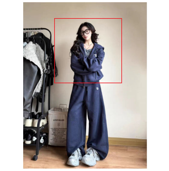 Hooded Cardigan Top Chic Casual Sportswear Set