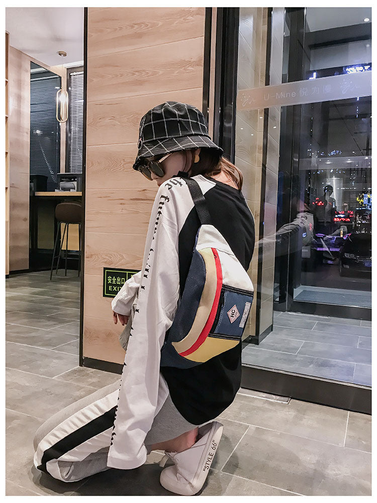 Contrast canvas bag mini sports chest