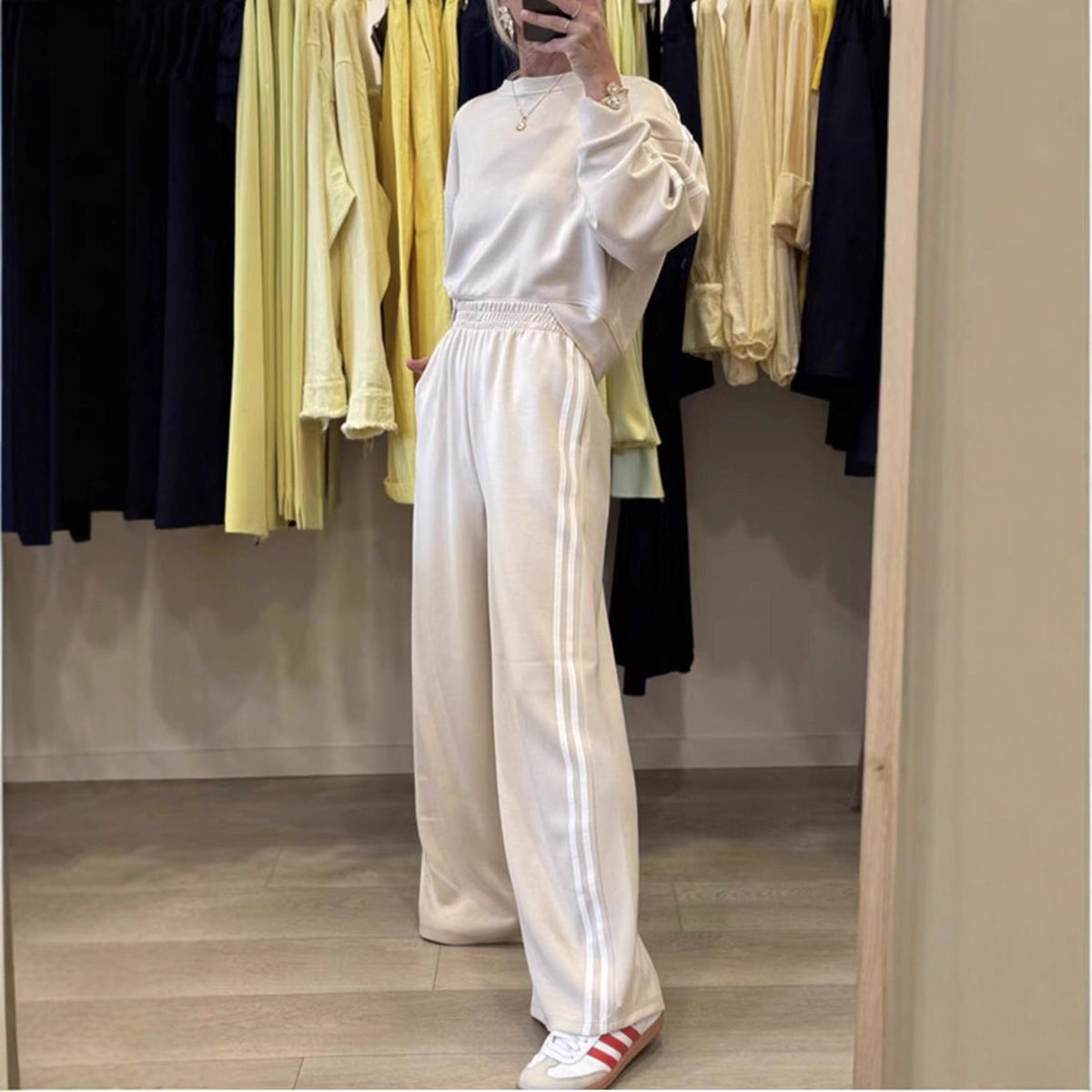 All-match Side Striped Casual Suit Pocket Two-piece Set
