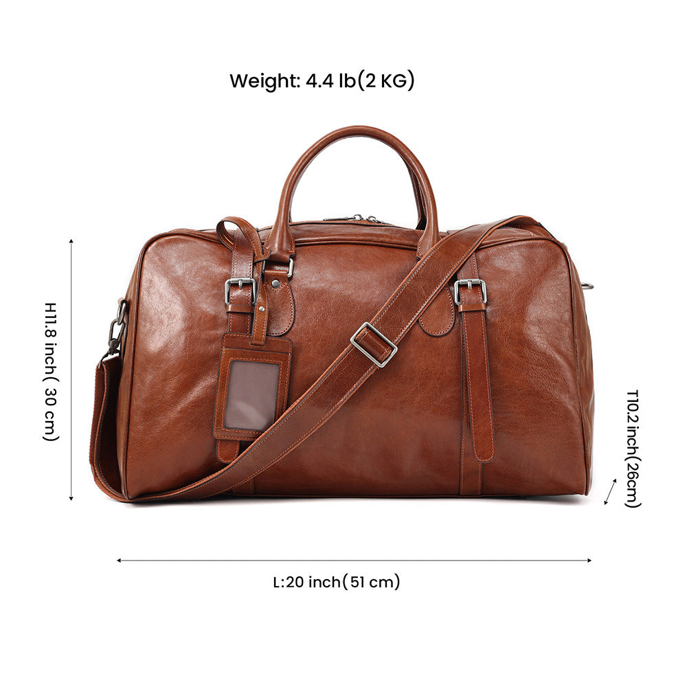 Large Capacity Retro Hand-held Business Leather Short Trip Travel Bag
