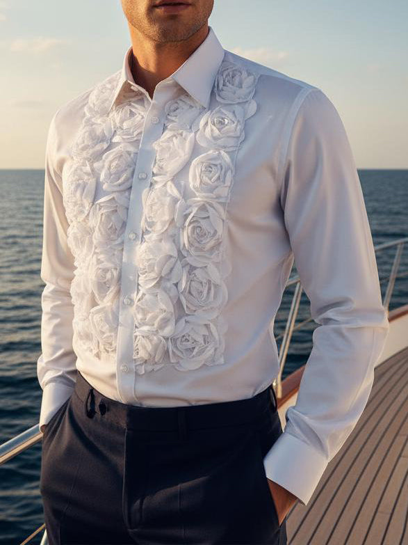 Chic White Shirt With Statement Floral Detail