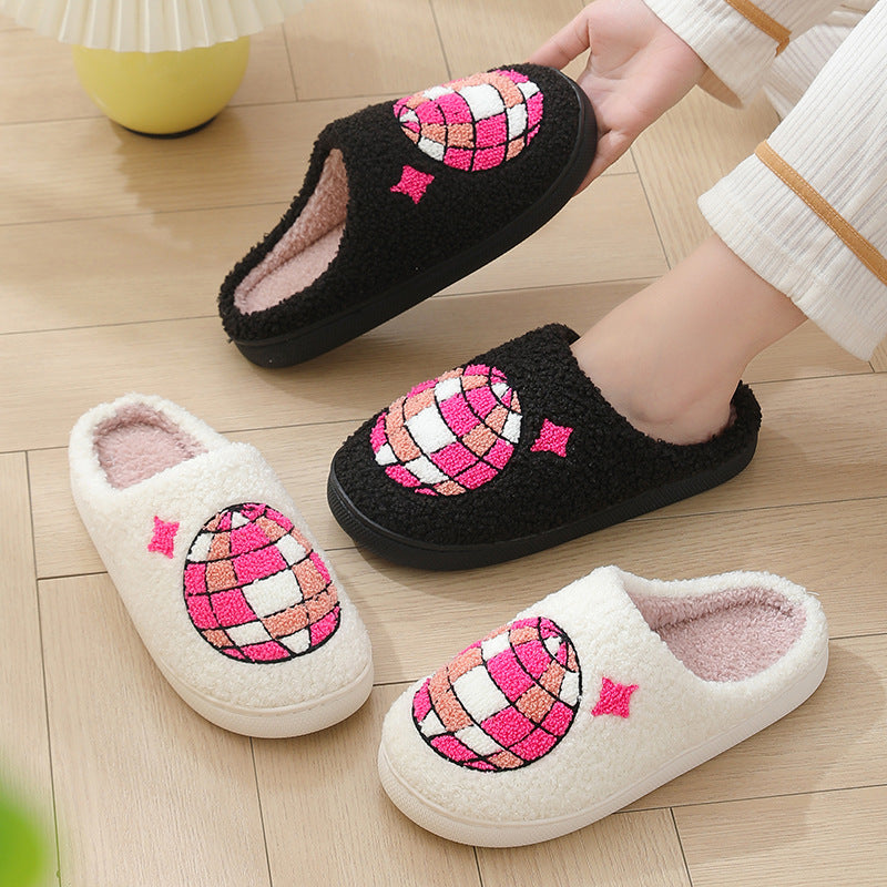 Comfortable Home Warm Cartoon Embroidered Balloon Cotton Slippers