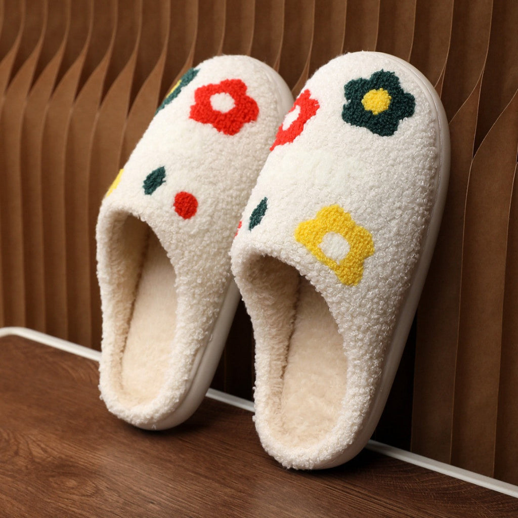 Lady's Flower Slippers Indoor Soft Bottom Cotton Slippers