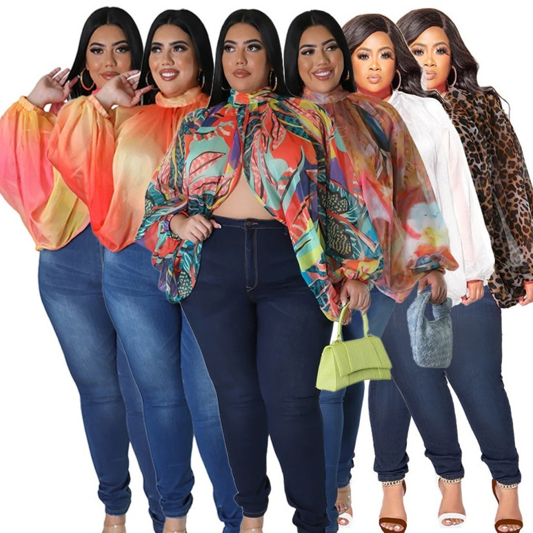 Women's Plus-Size Crew-Neck Chiffon Top With Tie-up Straps