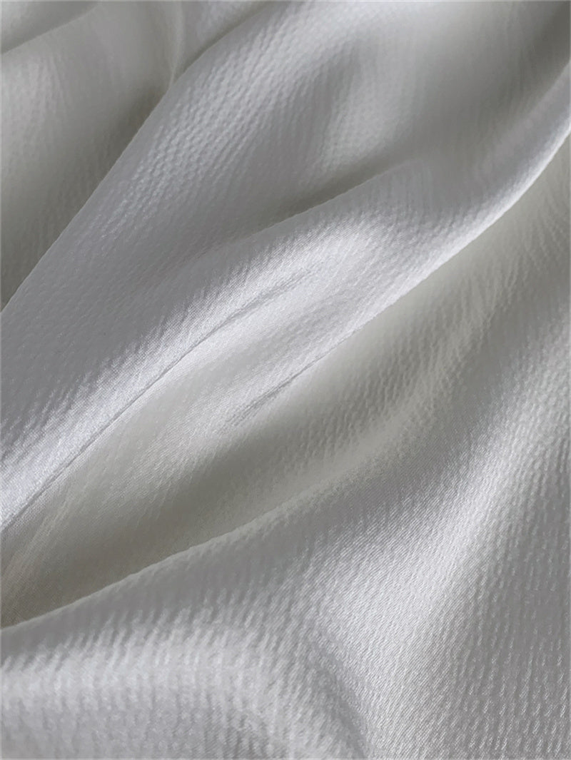 Women's Texture White V Neck Dress