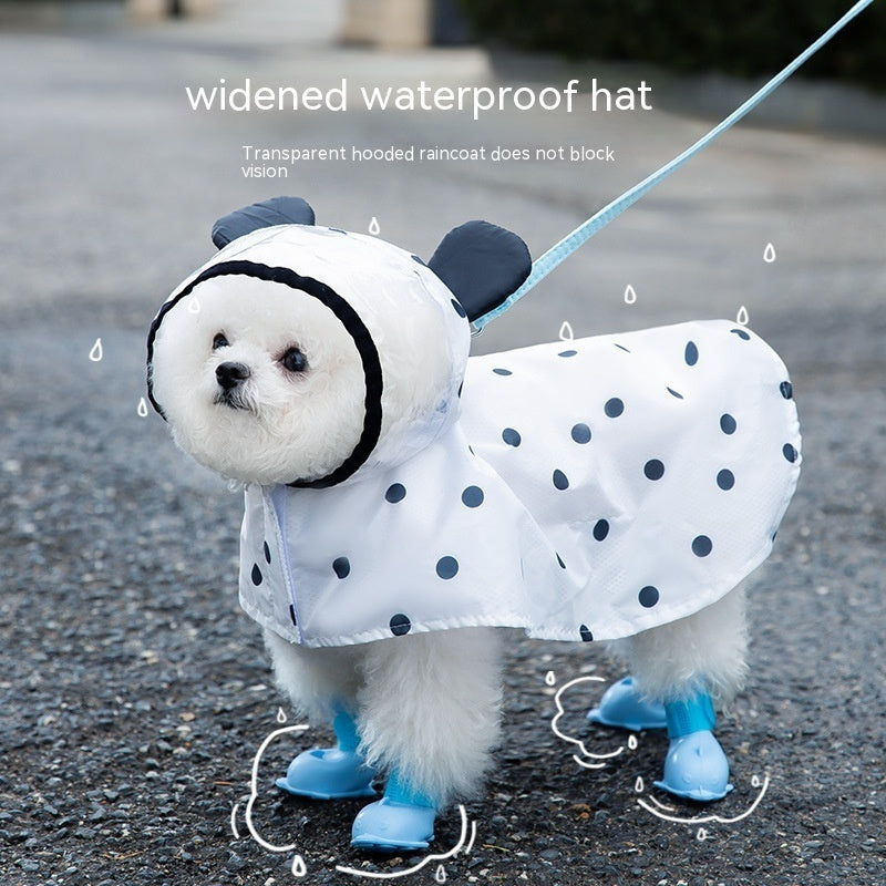 Summer Full Printed Polka Dot Bear Dog Poncho