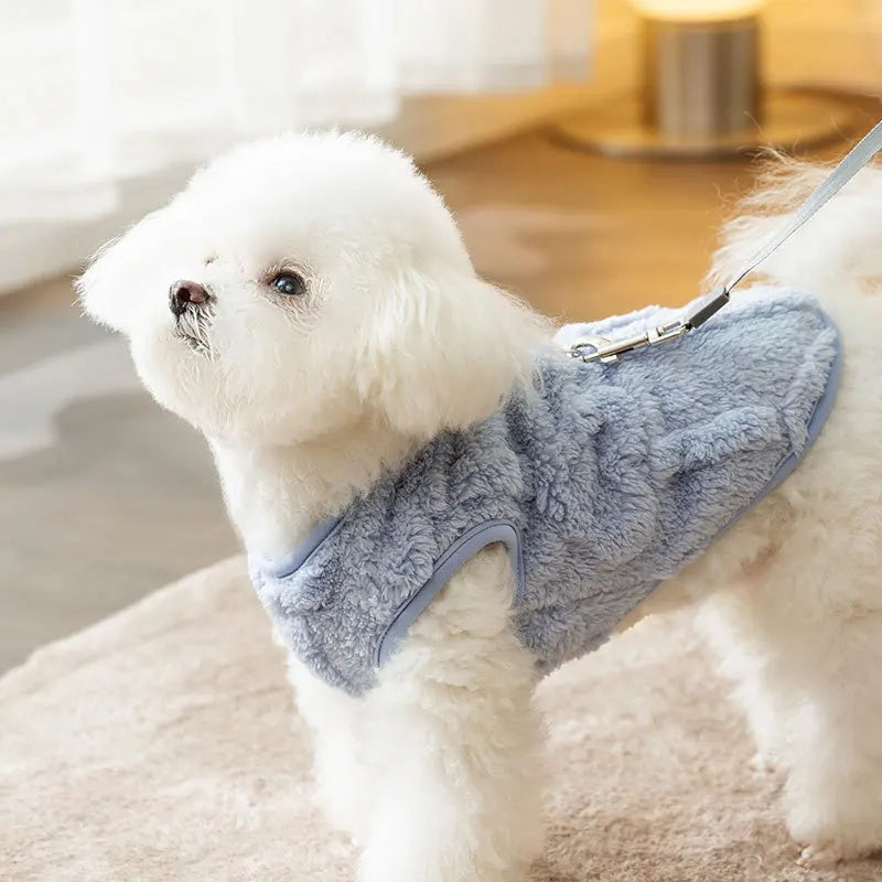 Autumn And Winter Dog Clothes Can Pull Simple Solid Color Two-legged Down Jacket Cat Warm Vest Pet Clothing