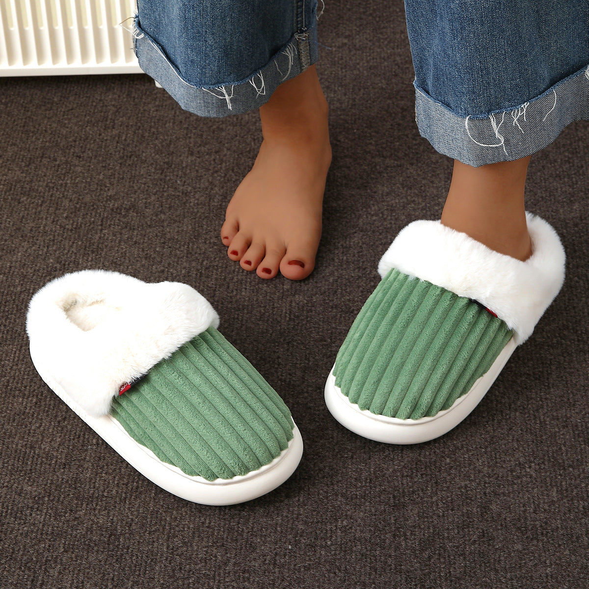 Plush Slippers Winter Thickened Coral Couple