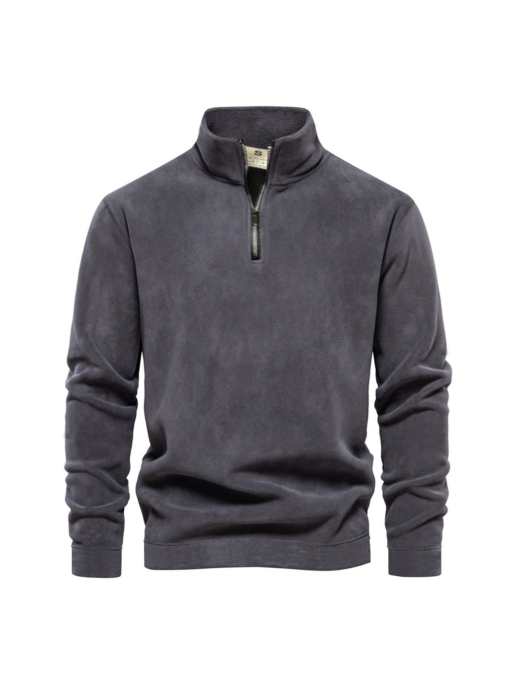 Men's Polar Fleece Top Pure Color Simple Casual Stand Collar Pullover Sweater