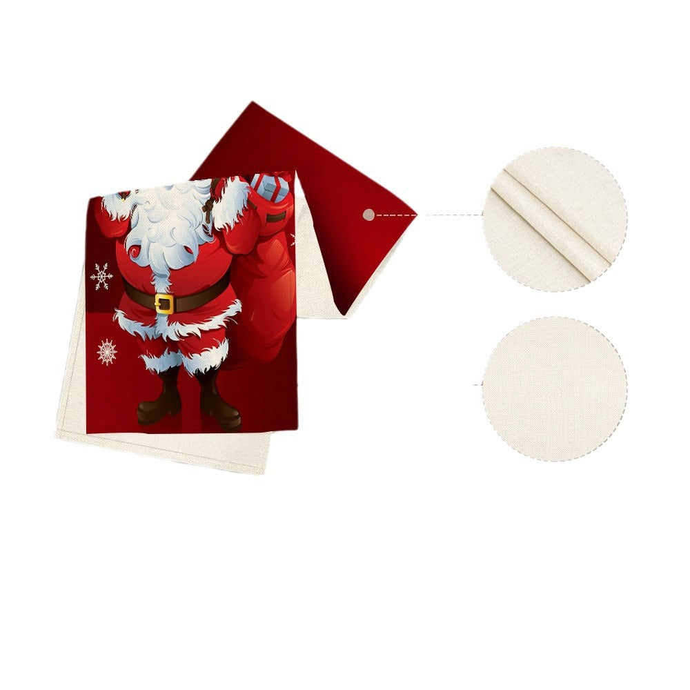 Linen Printed Snowman Old Man Table Mat