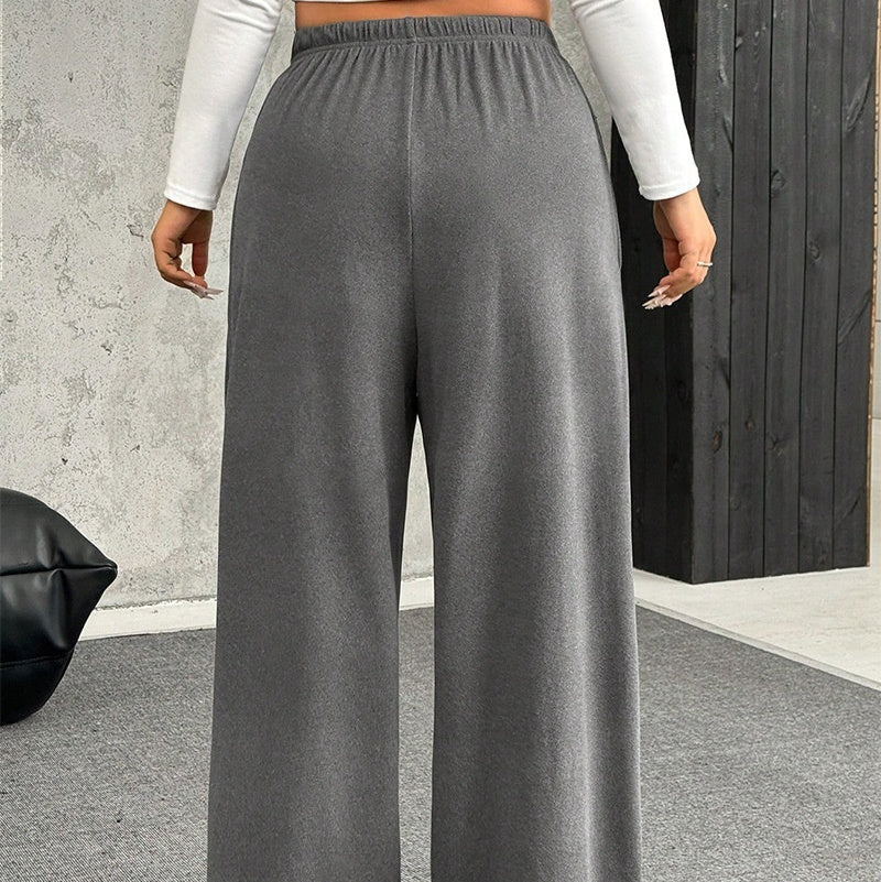 New Women's Drawstring-waist Straight-leg Casual Loose Pants