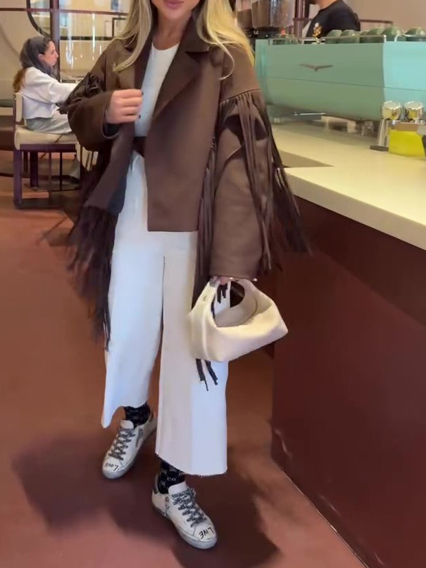 Casual Lapel Fringe Jacket