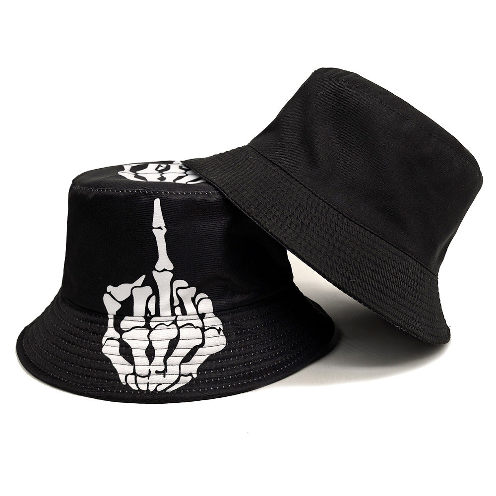 Skull Finger Pattern Positioning Bucket Hat