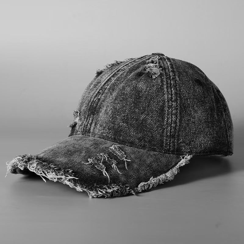Washed Denim Burr Baseball Cap For Men And Women
