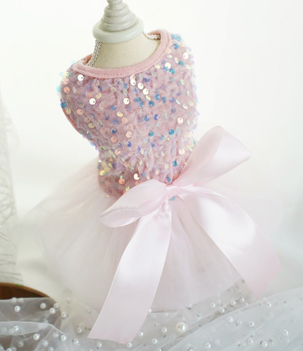 Pet Wedding Dress Dog Cat Skirt Sequin Gauze Dog Clothes