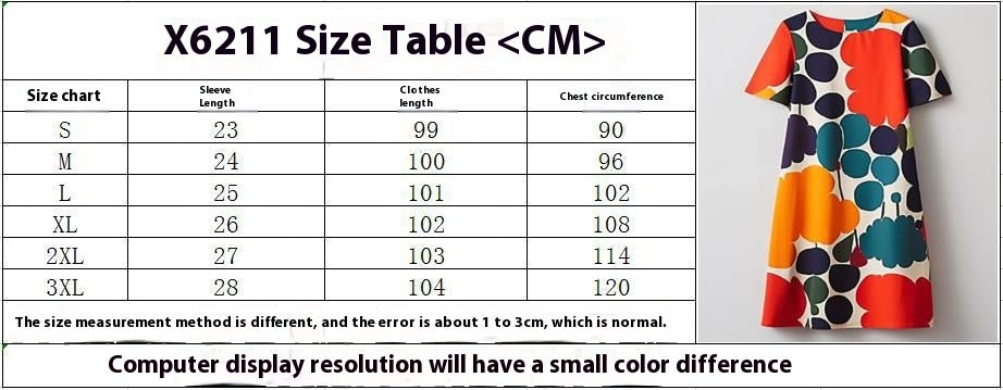 Fashion Multicolor Oil Painting Patchwork Round Neck Dress