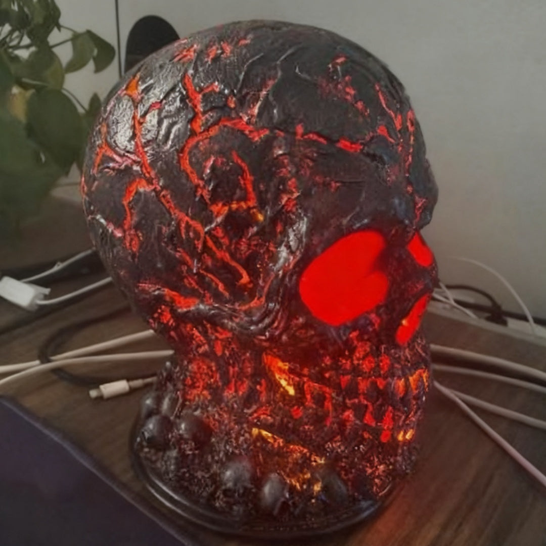Halloween Lava Stone Skull Lamp Skull Desk Lamp With Spooky Led Light For Halloween Party Mantel Decoration Unique Room Accent