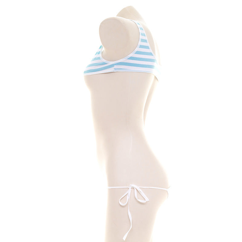 Striped Lace-up Women's Casual Set