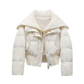 Designer Knit Patchwork Large Lapel Cotton Coat For Women