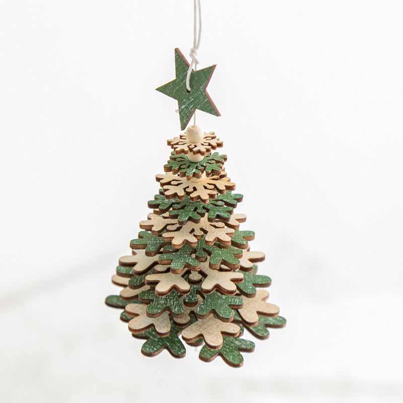 Wooden Christmas Tree Bell Pendant Room Living Room