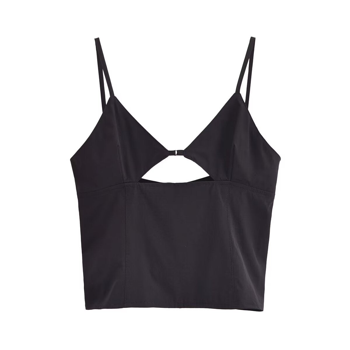 Fashionable V-neck Sleeveless Backless Black Hollow Camisole Women