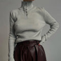 Retro Breasted Half Turtleneck Pullover Base Sweater