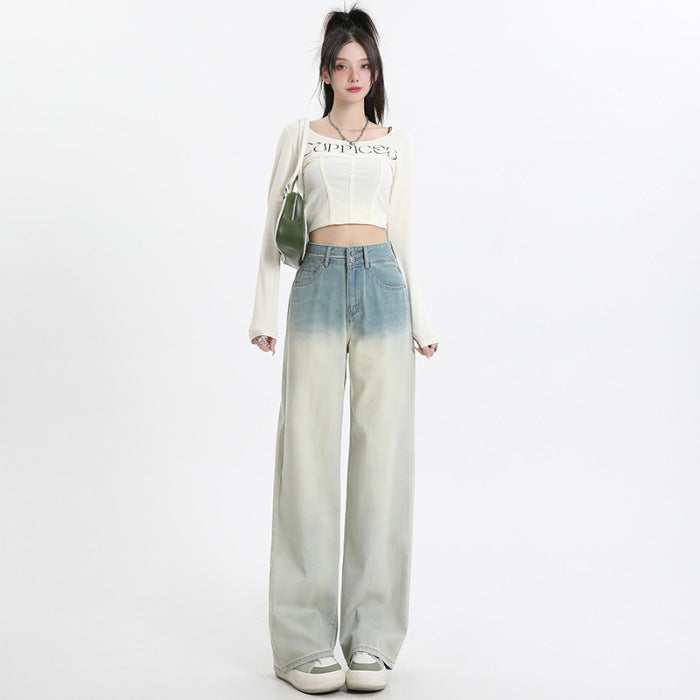 Gradient Design Straight-leg Pants Wide Leg Women's Clothing