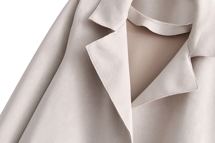 Women's Fashionable Suede Mid-length Trench Coat