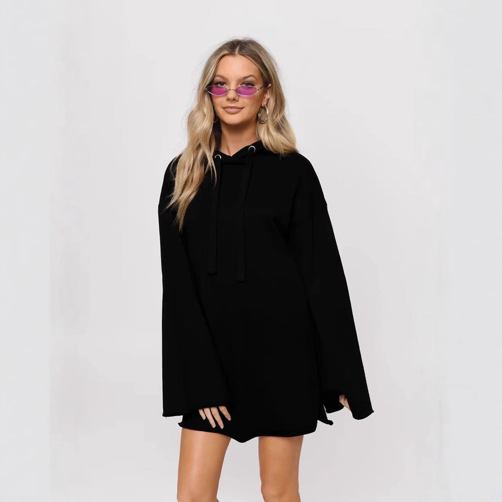 Pure Color Split Dress Baggy Fashion Top