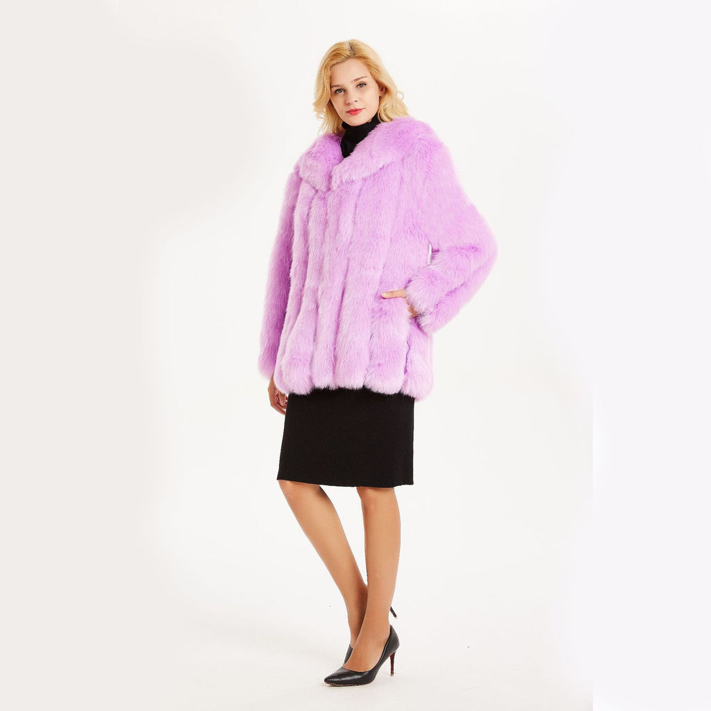 New European And American Stylish Fox-fur Lapel Coat