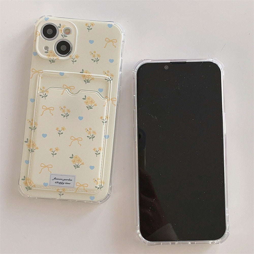 Small Broken Flower Phone Case Can Be Inserted Card