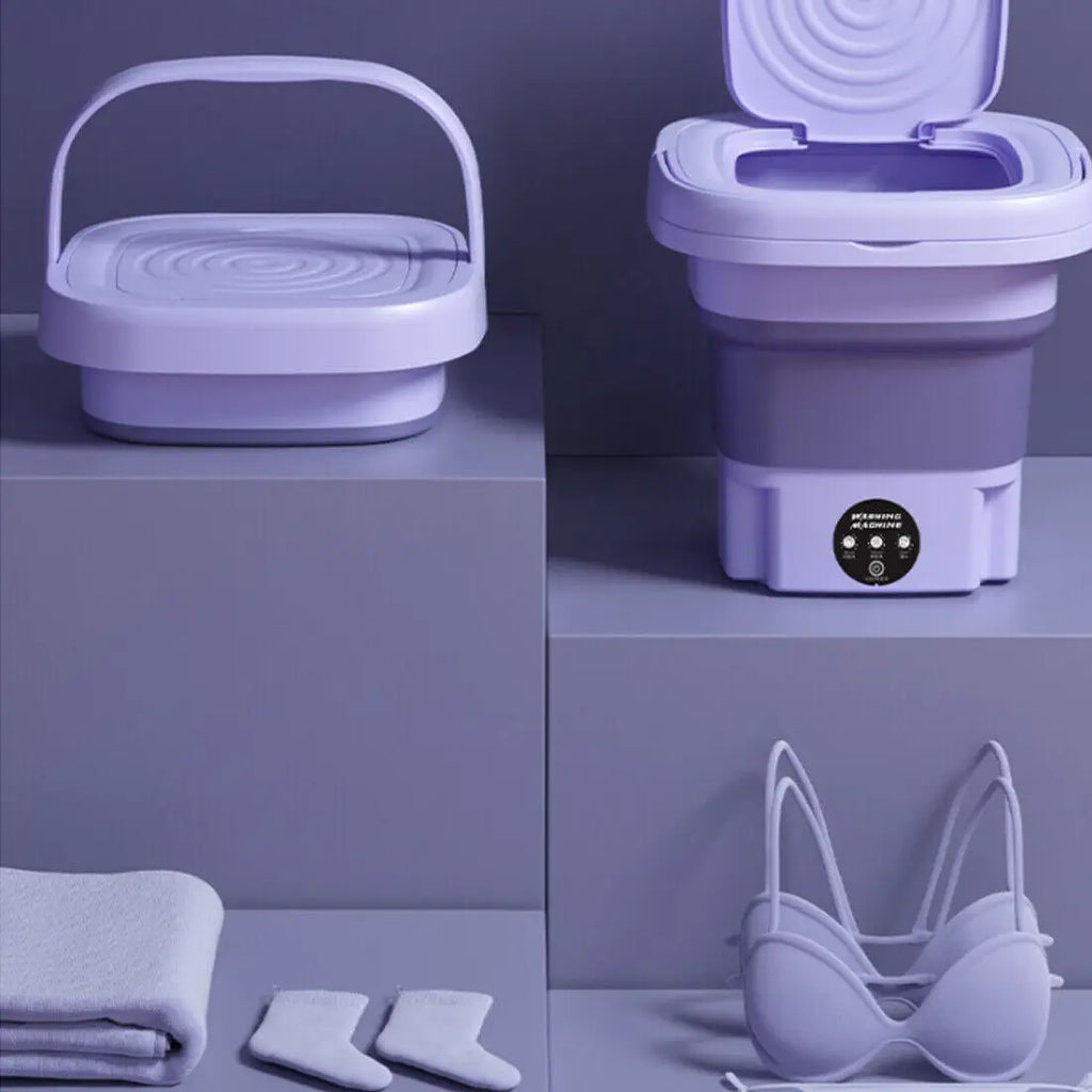 8L Portable Foldable Washing Machine with Spin Dryer - Mini Washer for Socks & Underwear