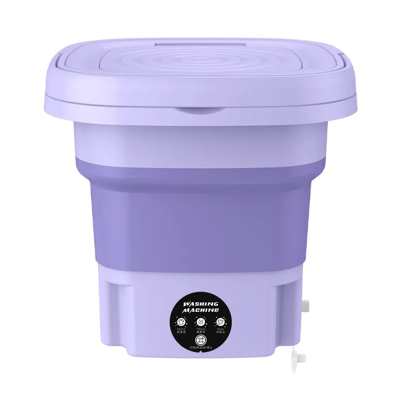 8L Portable Foldable Washing Machine with Spin Dryer - Mini Washer for Socks & Underwear