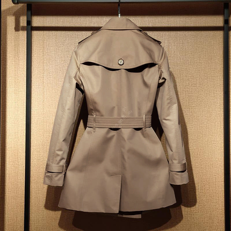 Front Shoulder Coat British Double Breasted Trench Coat