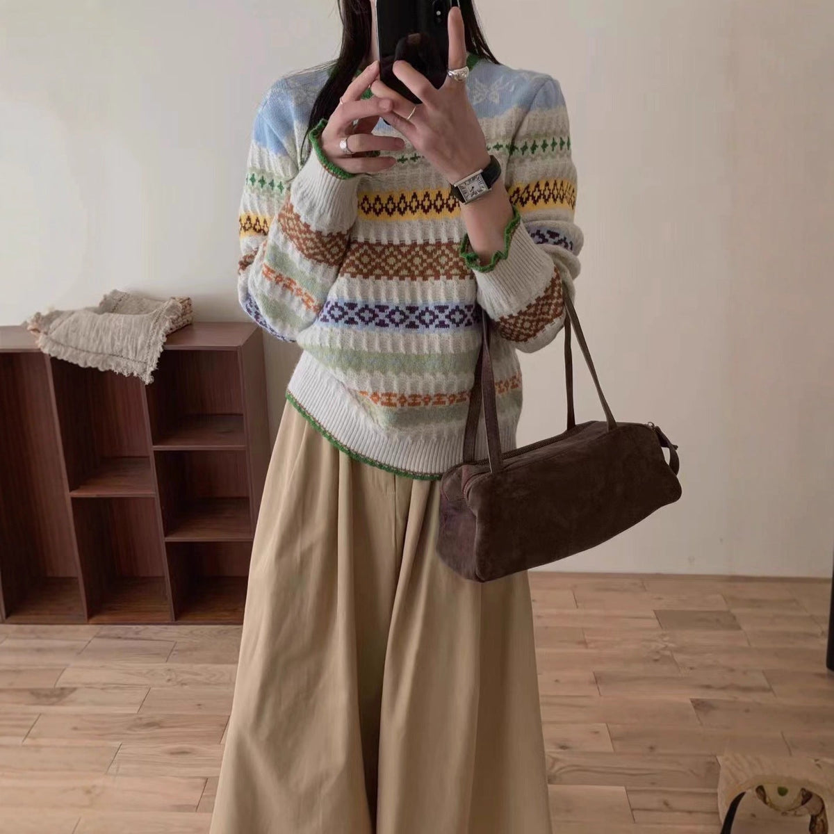 Women's Korean-style High-end Loose Jacquard Knitted Sweater