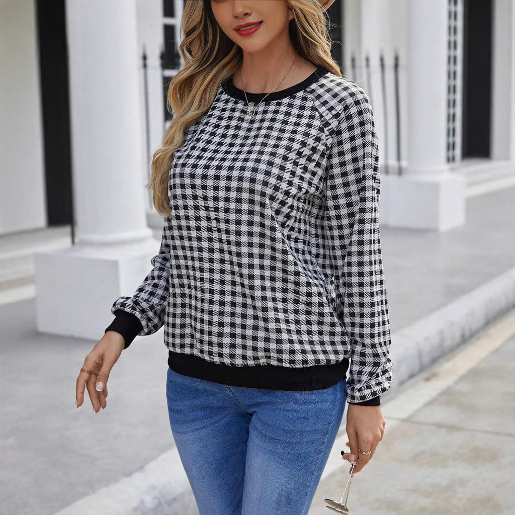Japanese Sweet Plaid Pullover Long Sleeve Sweater