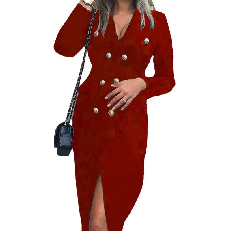 Women's Elegant Double Breasted Sheath Dress
